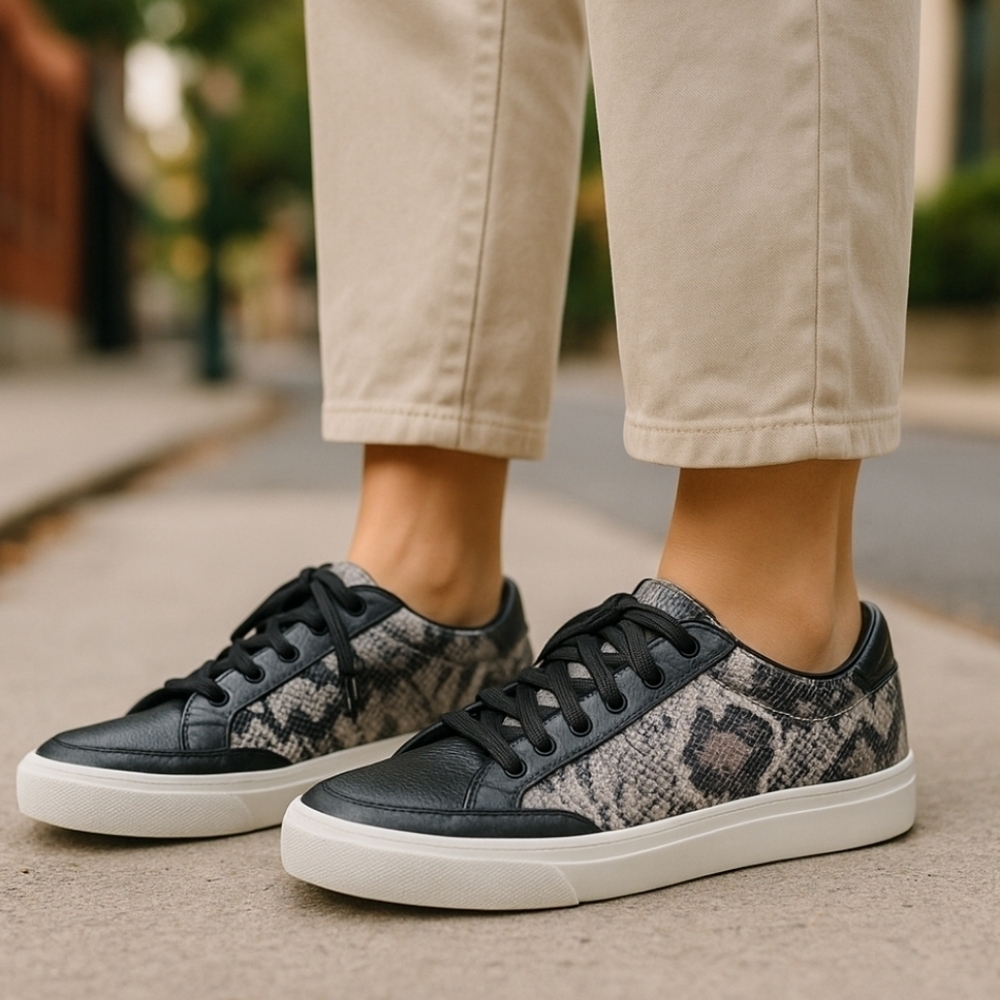 Dkny Women's Reesa Lace Up Sneakers Multi Color Animal Print Size 7.5 - Picture 1 of 13
